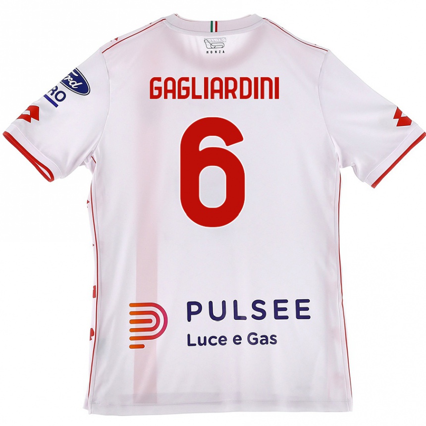 Kids Football Roberto Gagliardini #6 White Red Away Jersey 2024/25 T-Shirt Uk