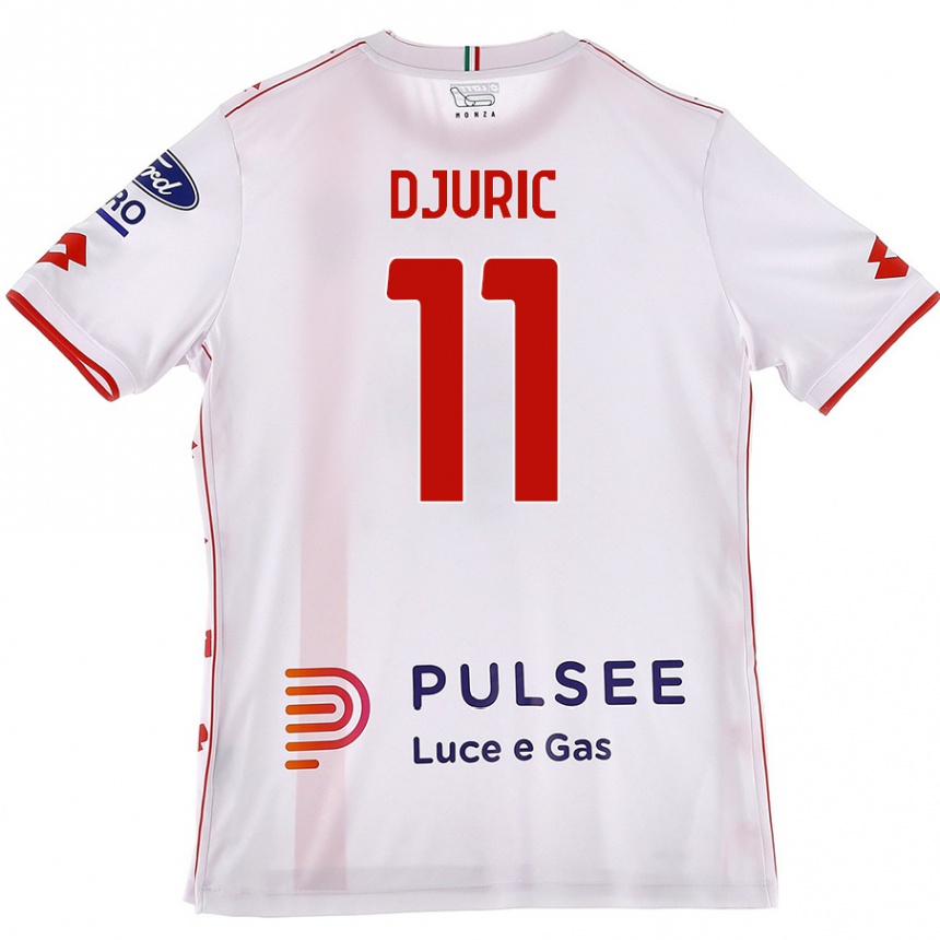 Kids Football Milan Djuric #11 White Red Away Jersey 2024/25 T-Shirt Uk