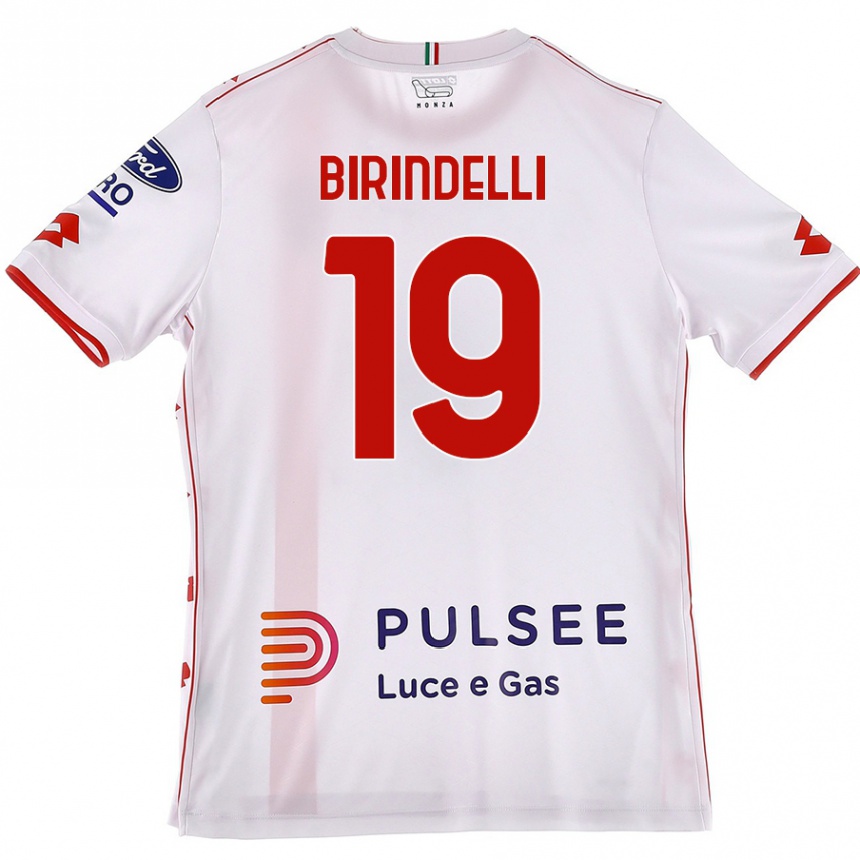 Kids Football Samuele Birindelli #19 White Red Away Jersey 2024/25 T-Shirt Uk