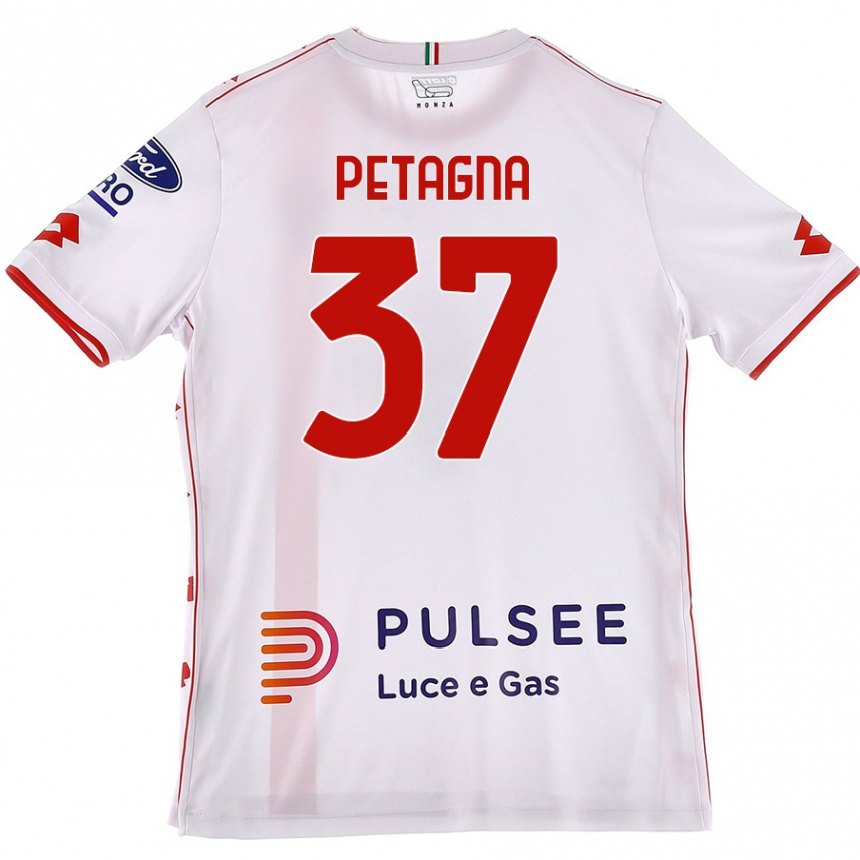 Kids Football Andrea Petagna #37 White Red Away Jersey 2024/25 T-Shirt Uk