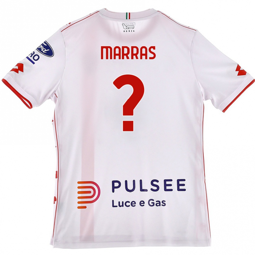 Kids Football Tommaso Marras #0 White Red Away Jersey 2024/25 T-Shirt Uk