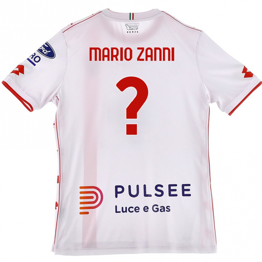 Kids Football Mario Zanni #0 White Red Away Jersey 2024/25 T-Shirt Uk