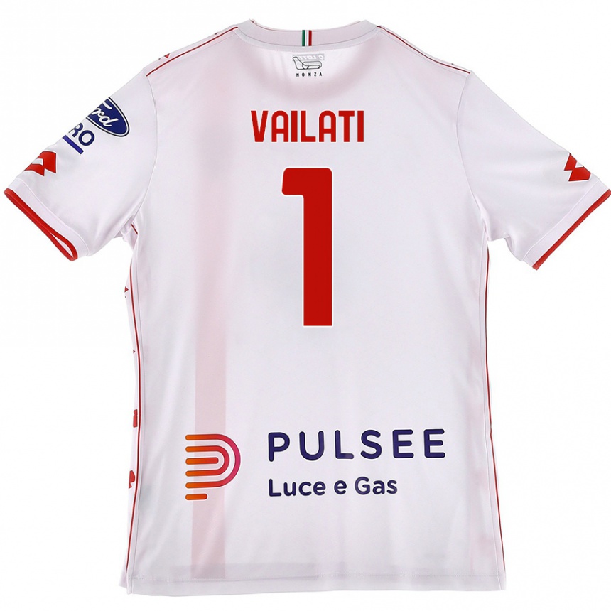 Kids Football Andrea Vailati #1 White Red Away Jersey 2024/25 T-Shirt Uk