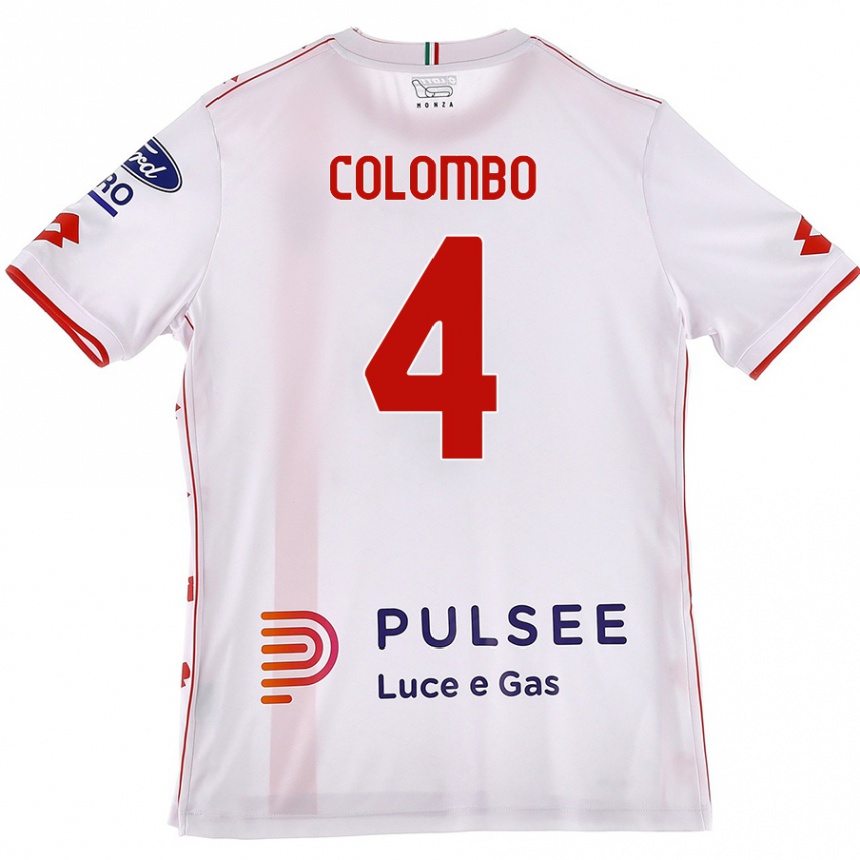 Kids Football Leonardo Colombo #4 White Red Away Jersey 2024/25 T-Shirt Uk