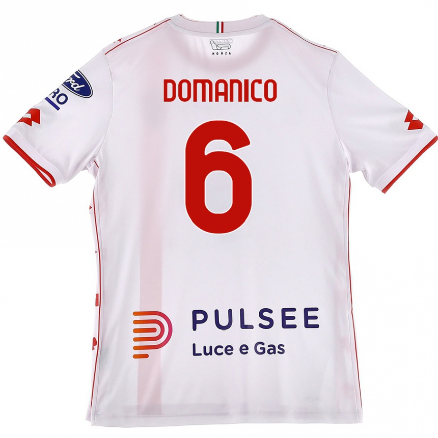 Kids Football Saverio Domanico #6 White Red Away Jersey 2024/25 T-Shirt Uk