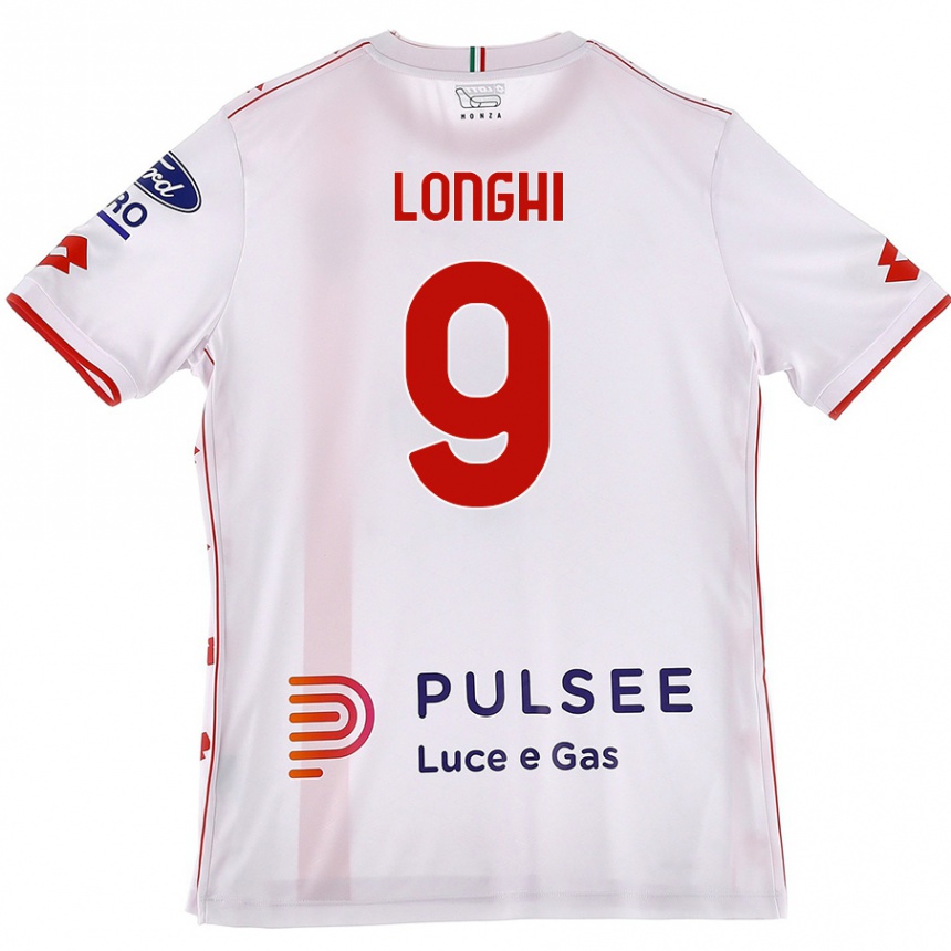 Kids Football Jordan Longhi #9 White Red Away Jersey 2024/25 T-Shirt Uk