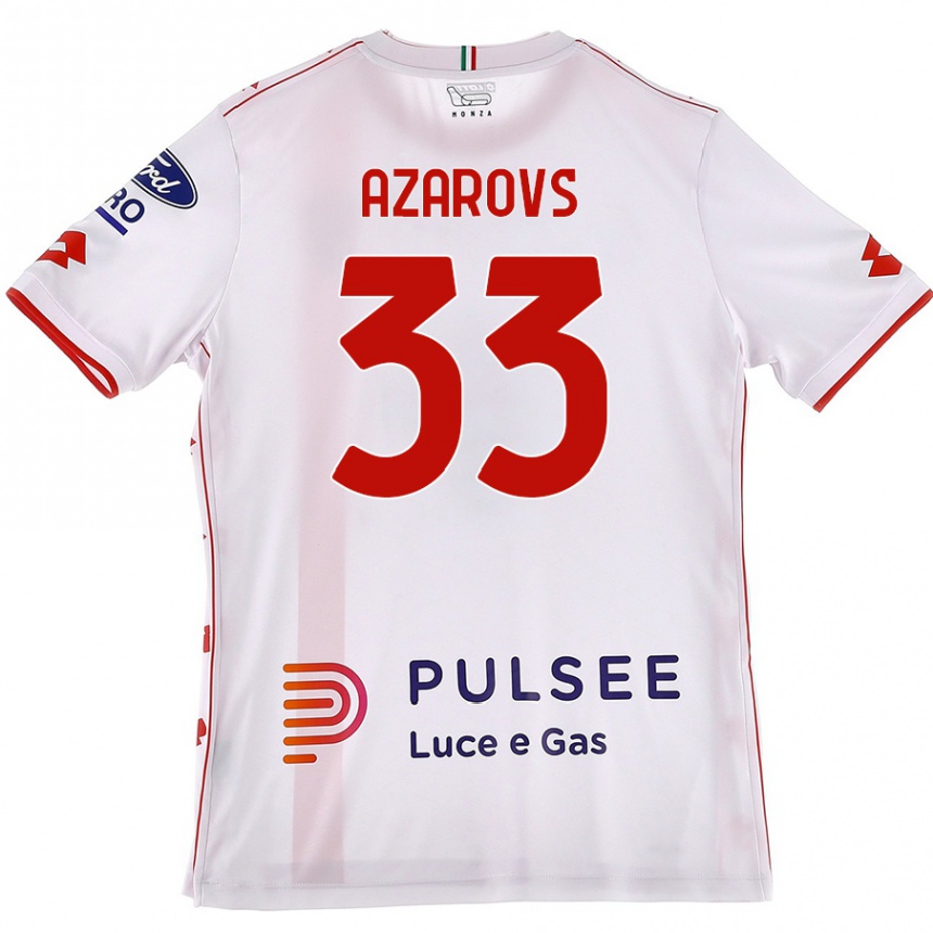 Kids Football Timurs Azarovs #33 White Red Away Jersey 2024/25 T-Shirt Uk