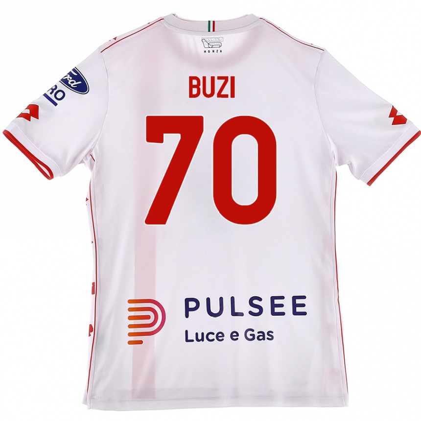 Kids Football Luis Buzi #70 White Red Away Jersey 2024/25 T-Shirt Uk