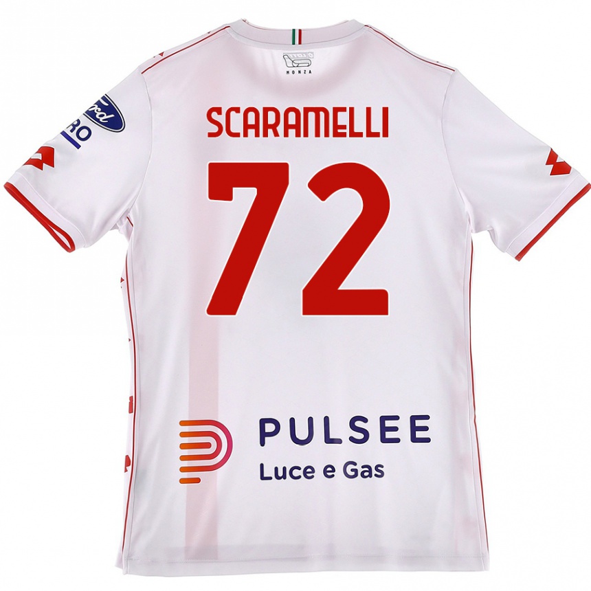 Kids Football Endris Scaramelli #72 White Red Away Jersey 2024/25 T-Shirt Uk