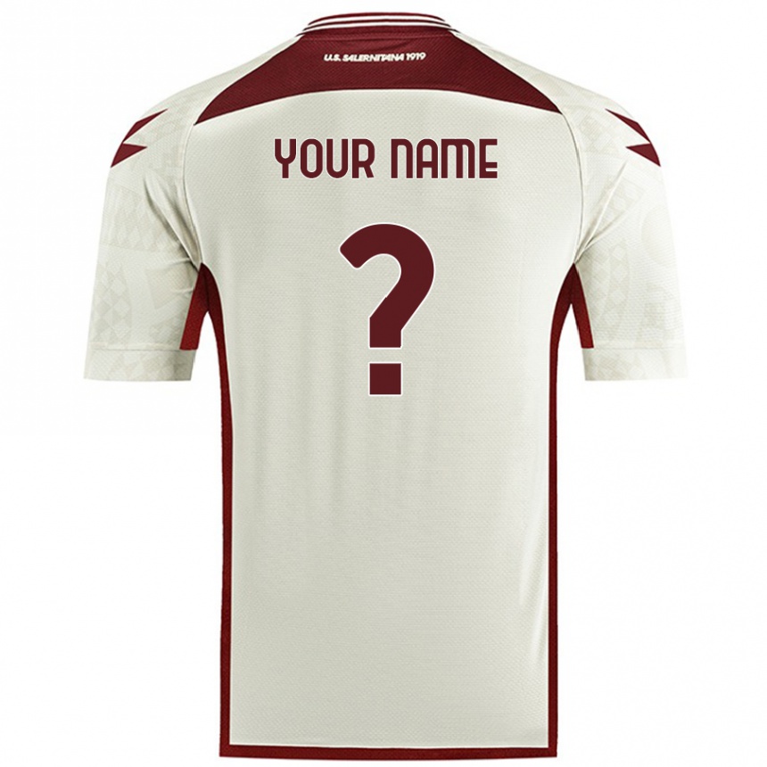 Kids Football Your Name #0 Cream Color Away Jersey 2024/25 T-Shirt Uk