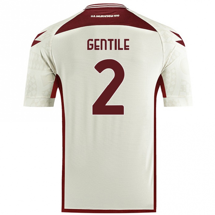 Kids Football Davide Gentile #2 Cream Color Away Jersey 2024/25 T-Shirt Uk