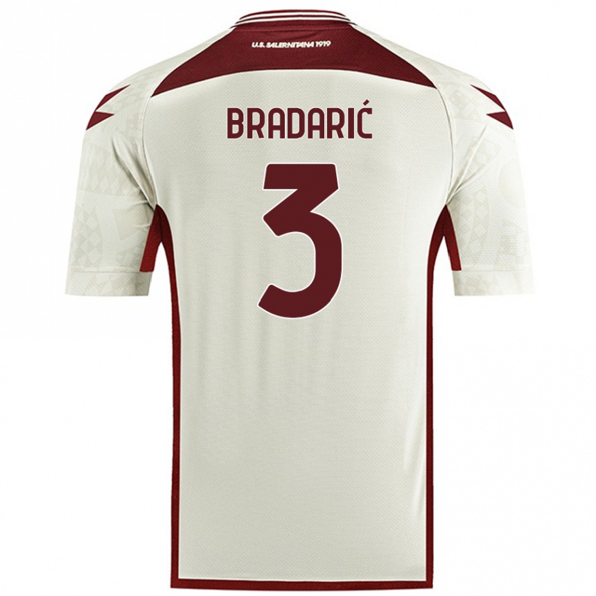 Kids Football Domagoj Bradarić #3 Cream Color Away Jersey 2024/25 T-Shirt Uk