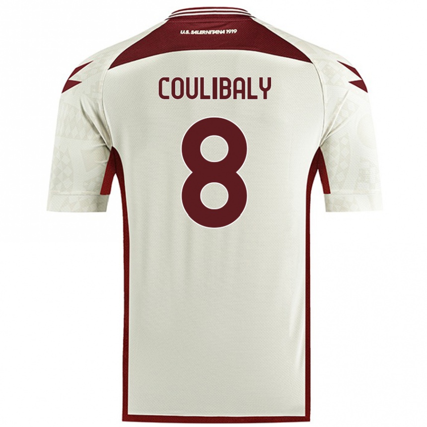 Kids Football Mamadou Coulibaly #8 Cream Color Away Jersey 2024/25 T-Shirt Uk