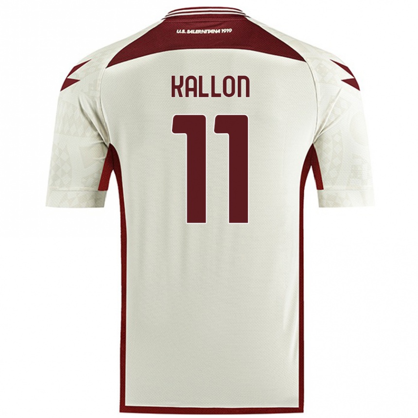 Kids Football Yayah Kallon #11 Cream Color Away Jersey 2024/25 T-Shirt Uk