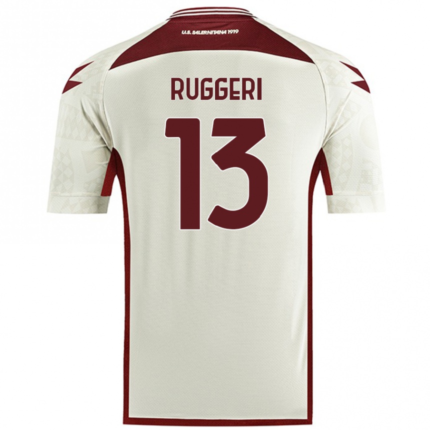 Kids Football Fabio Ruggeri #13 Cream Color Away Jersey 2024/25 T-Shirt Uk