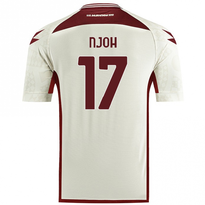 Kids Football Lilian Njoh #17 Cream Color Away Jersey 2024/25 T-Shirt Uk