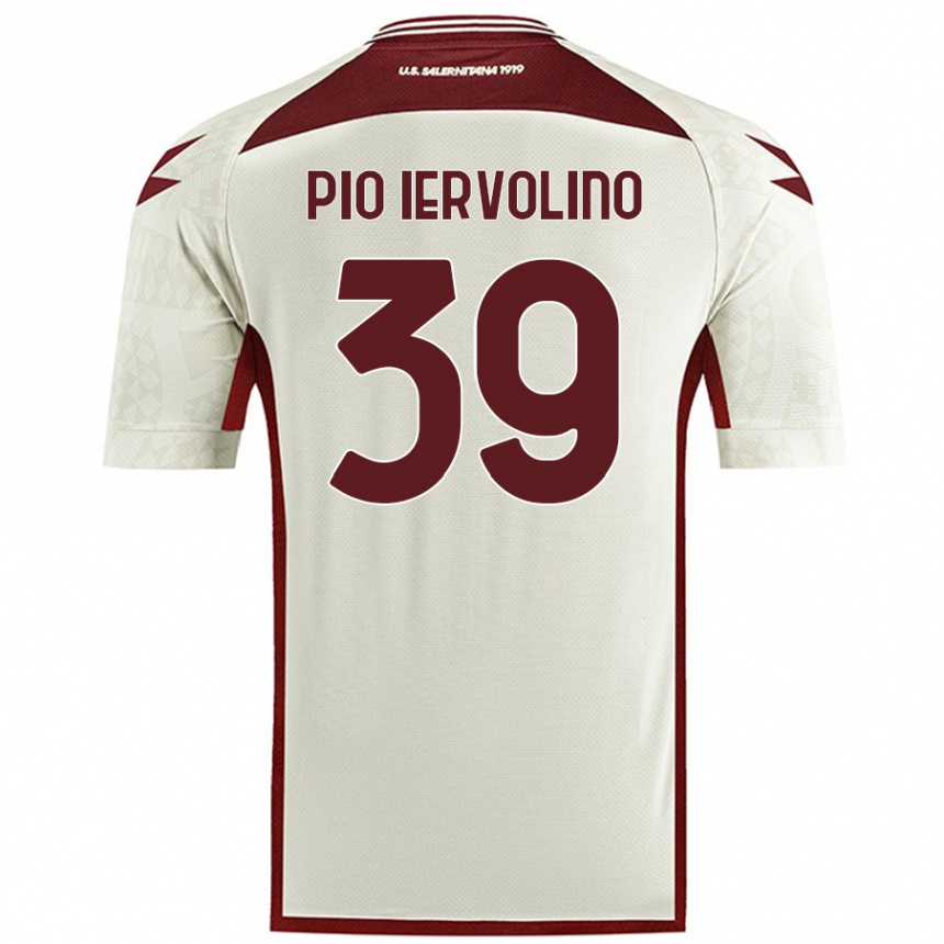 Kids Football Antonio Pio Iervolino #39 Cream Color Away Jersey 2024/25 T-Shirt Uk