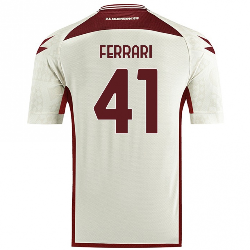 Kids Football Tommaso Ferrari #41 Cream Color Away Jersey 2024/25 T-Shirt Uk