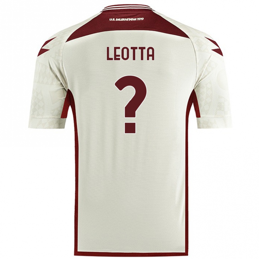 Kids Football Mario Leotta #0 Cream Color Away Jersey 2024/25 T-Shirt Uk