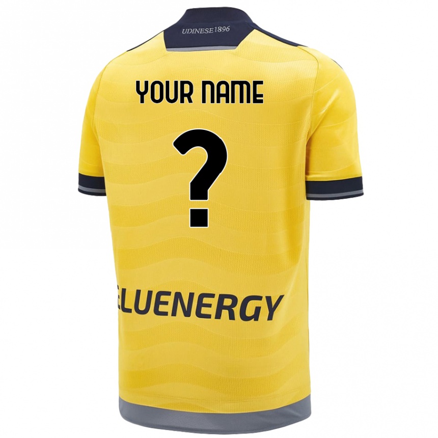 Kids Football Your Name #0 Golden Away Jersey 2024/25 T-Shirt Uk