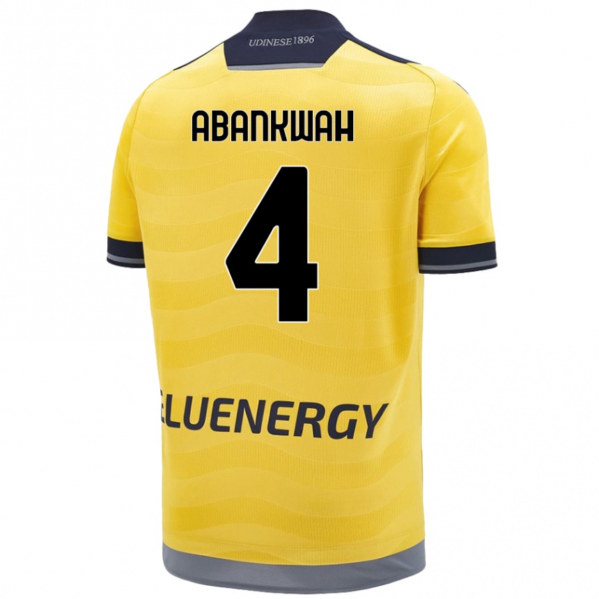 Kids Football James Abankwah #4 Golden Away Jersey 2024/25 T-Shirt Uk