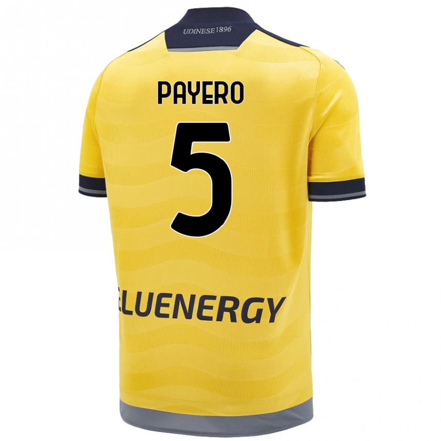 Kids Football Martín Payero #5 Golden Away Jersey 2024/25 T-Shirt Uk