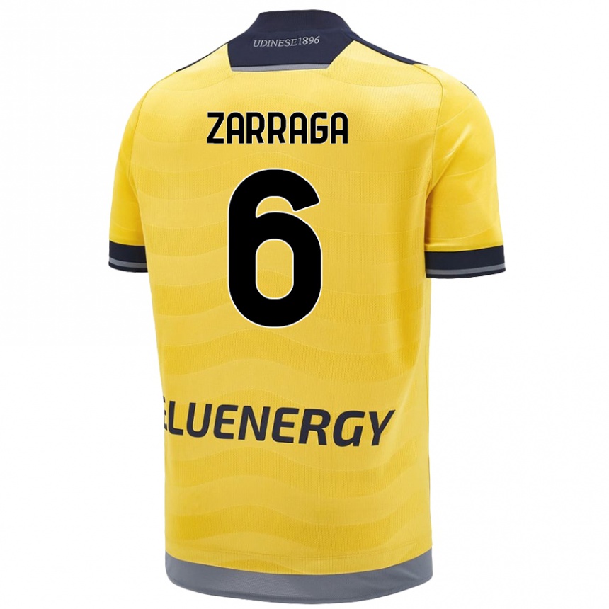 Kids Football Oier Zarraga #6 Golden Away Jersey 2024/25 T-Shirt Uk