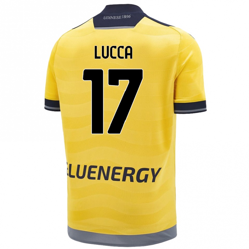 Kids Football Lorenzo Lucca #17 Golden Away Jersey 2024/25 T-Shirt Uk