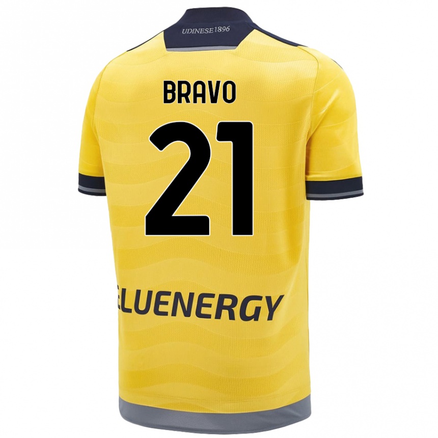 Kids Football Iker Bravo #21 Golden Away Jersey 2024/25 T-Shirt Uk