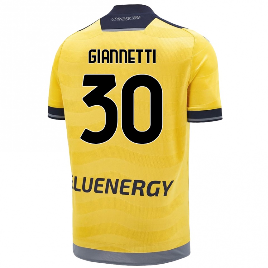 Kids Football Lautaro Giannetti #30 Golden Away Jersey 2024/25 T-Shirt Uk