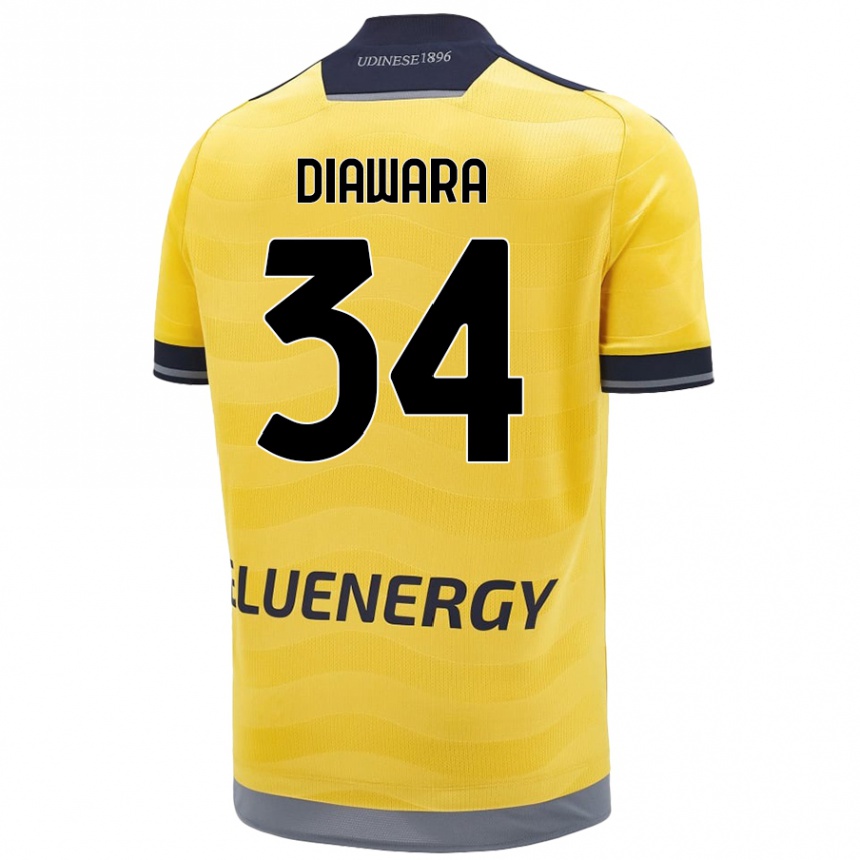 Kids Football Sekou Diawara #34 Golden Away Jersey 2024/25 T-Shirt Uk