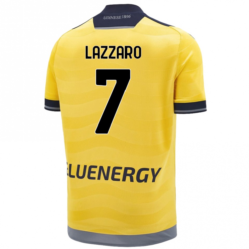 Kids Football Davide Lazzaro #7 Golden Away Jersey 2024/25 T-Shirt Uk