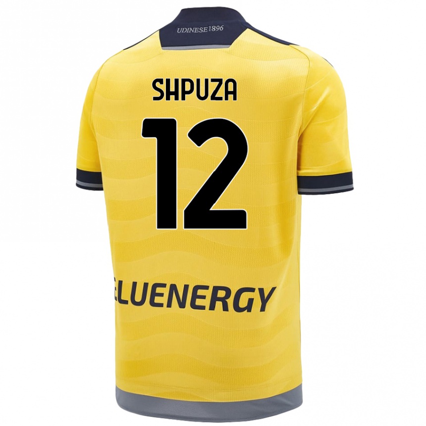 Kids Football Kleo Shpuza #12 Golden Away Jersey 2024/25 T-Shirt Uk