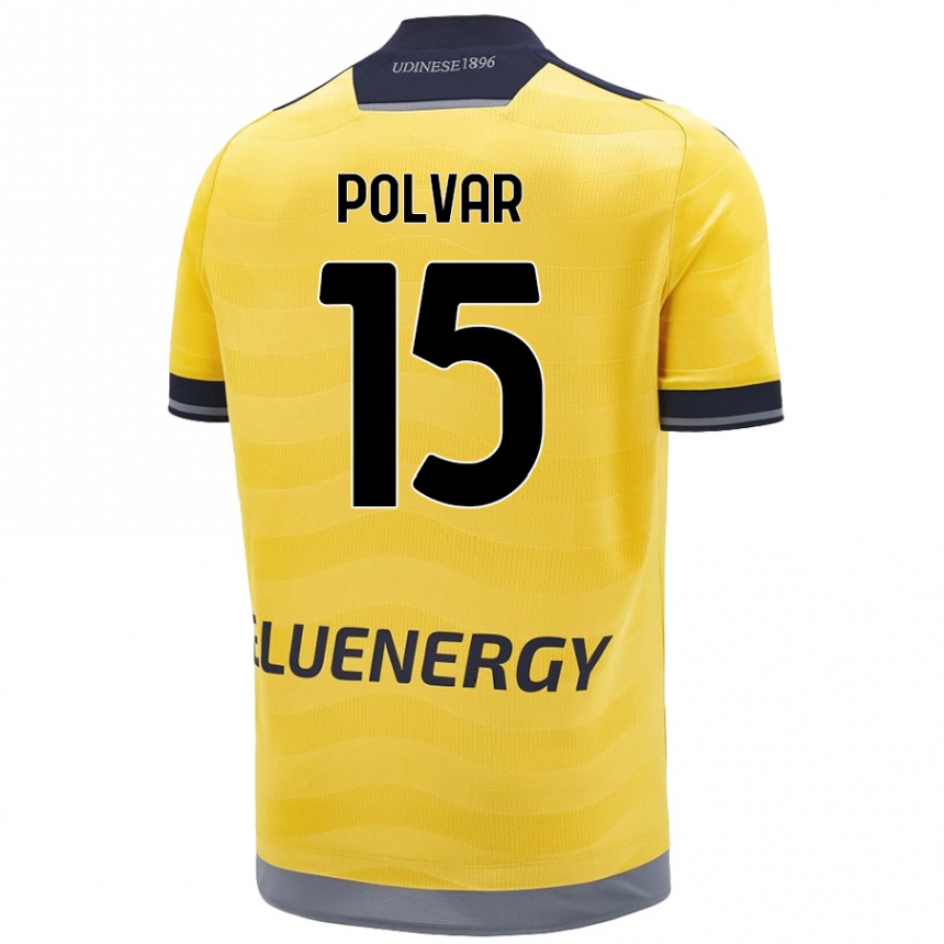 Kids Football Francesco Polvar #15 Golden Away Jersey 2024/25 T-Shirt Uk