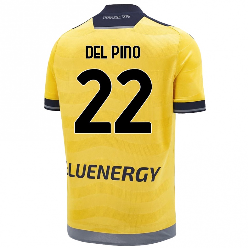 Kids Football Lorenzo Del Pino #22 Golden Away Jersey 2024/25 T-Shirt Uk