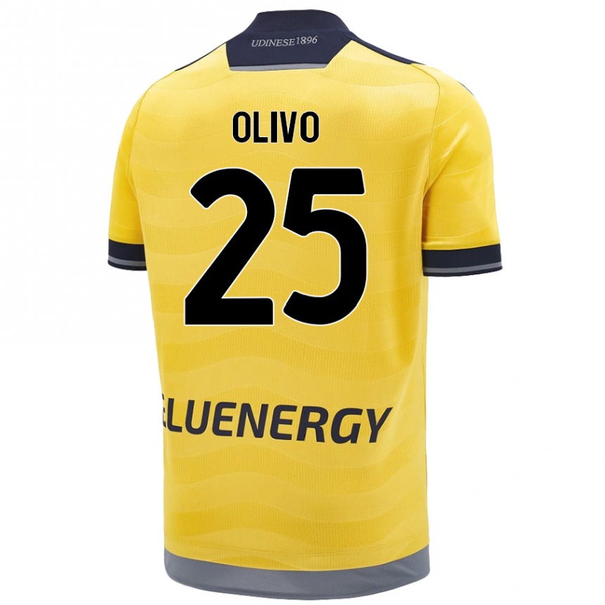 Kids Football Gioele Olivo #25 Golden Away Jersey 2024/25 T-Shirt Uk