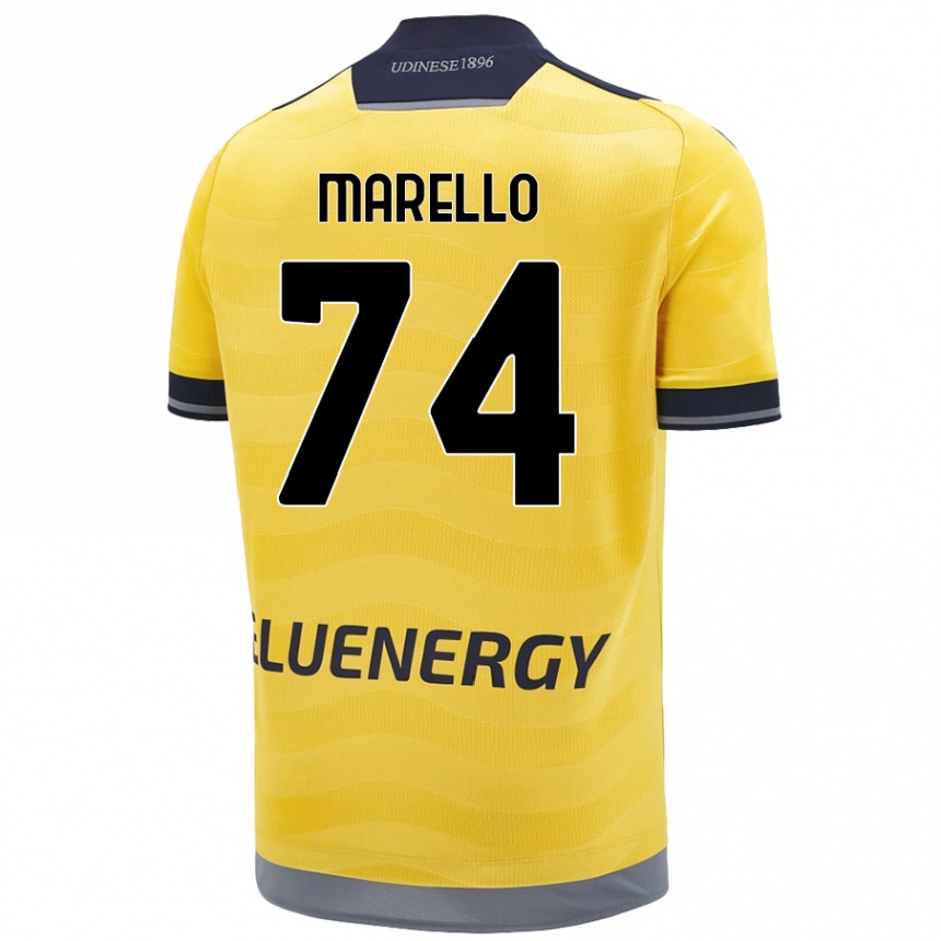 Kids Football Mattia Marello #74 Golden Away Jersey 2024/25 T-Shirt Uk