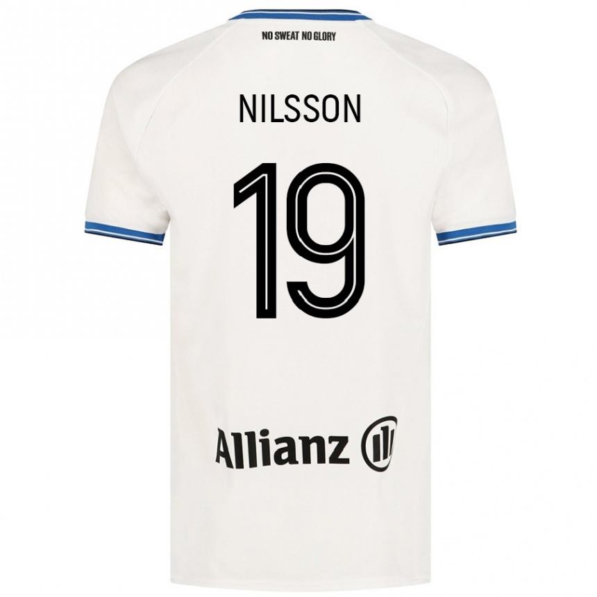 Kids Football Gustaf Nilsson #19 White Away Jersey 2024/25 T-Shirt Uk