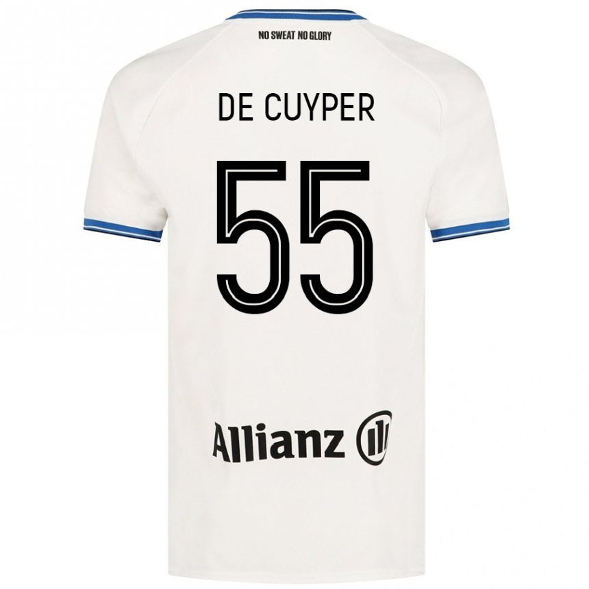 Kids Football Maxim De Cuyper #55 White Away Jersey 2024/25 T-Shirt Uk