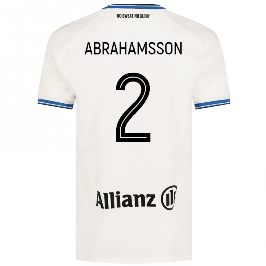 Kids Football Sejde Abrahamsson #2 White Away Jersey 2024/25 T-Shirt Uk