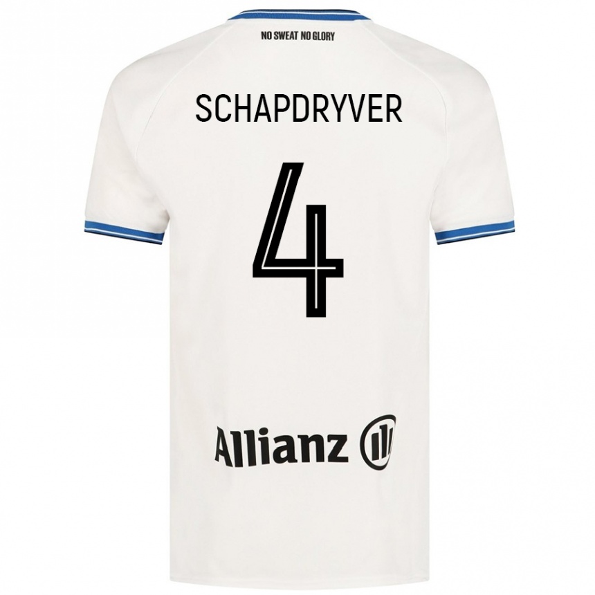 Kids Football Emely Schapdryver #4 White Away Jersey 2024/25 T-Shirt Uk