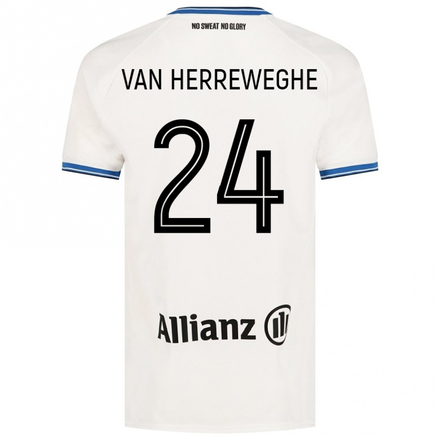 Kids Football Febe Van Herreweghe #24 White Away Jersey 2024/25 T-Shirt Uk