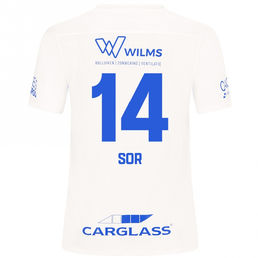 Kids Football Yira Sor #14 White Away Jersey 2024/25 T-Shirt Uk