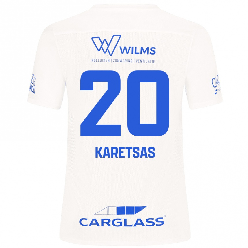 Kids Football Konstantinos Karetsas #20 White Away Jersey 2024/25 T-Shirt Uk