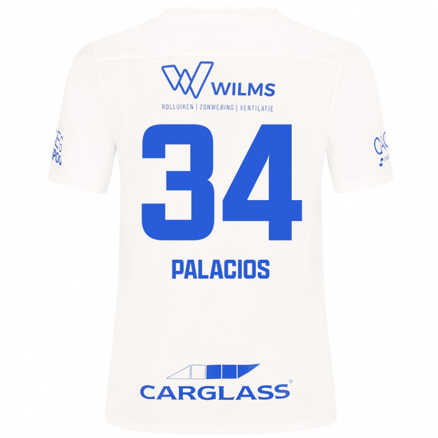 Kids Football Adrián Palacios #34 White Away Jersey 2024/25 T-Shirt Uk