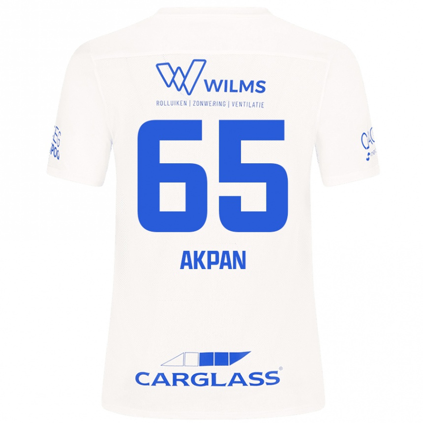 Kids Football Christian Akpan #65 White Away Jersey 2024/25 T-Shirt Uk