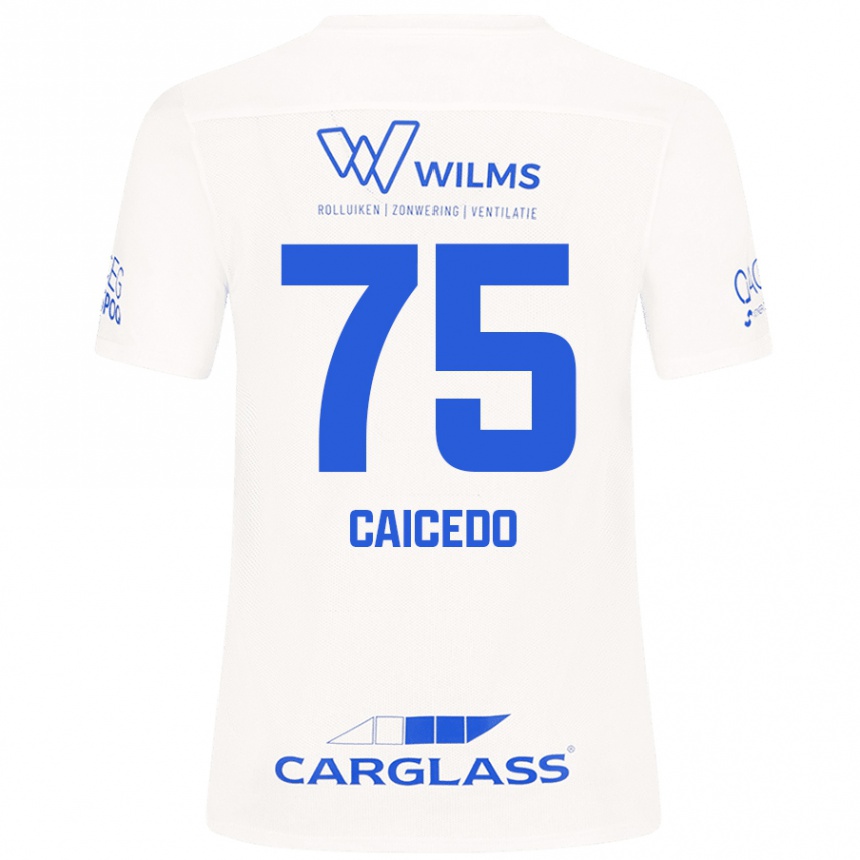 Kids Football Alfred Caicedo #75 White Away Jersey 2024/25 T-Shirt Uk