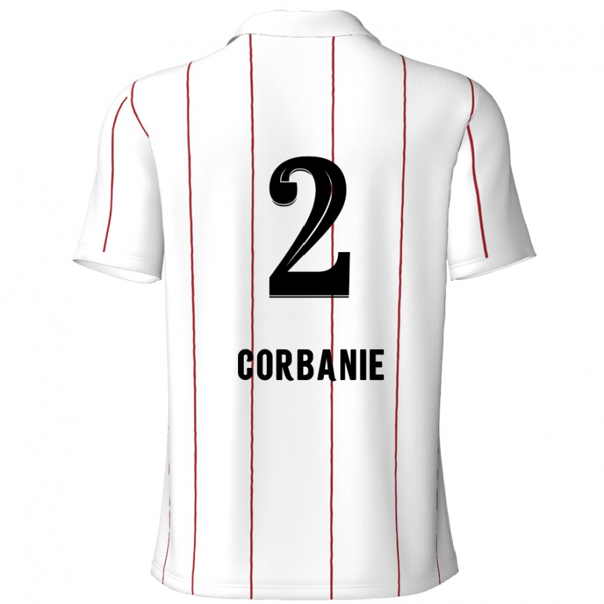 Kids Football Kobe Corbanie #2 White Black Away Jersey 2024/25 T-Shirt Uk