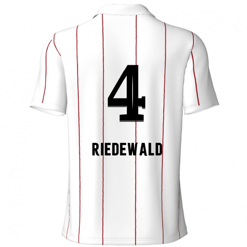 Kids Football Jairo Riedewald #4 White Black Away Jersey 2024/25 T-Shirt Uk