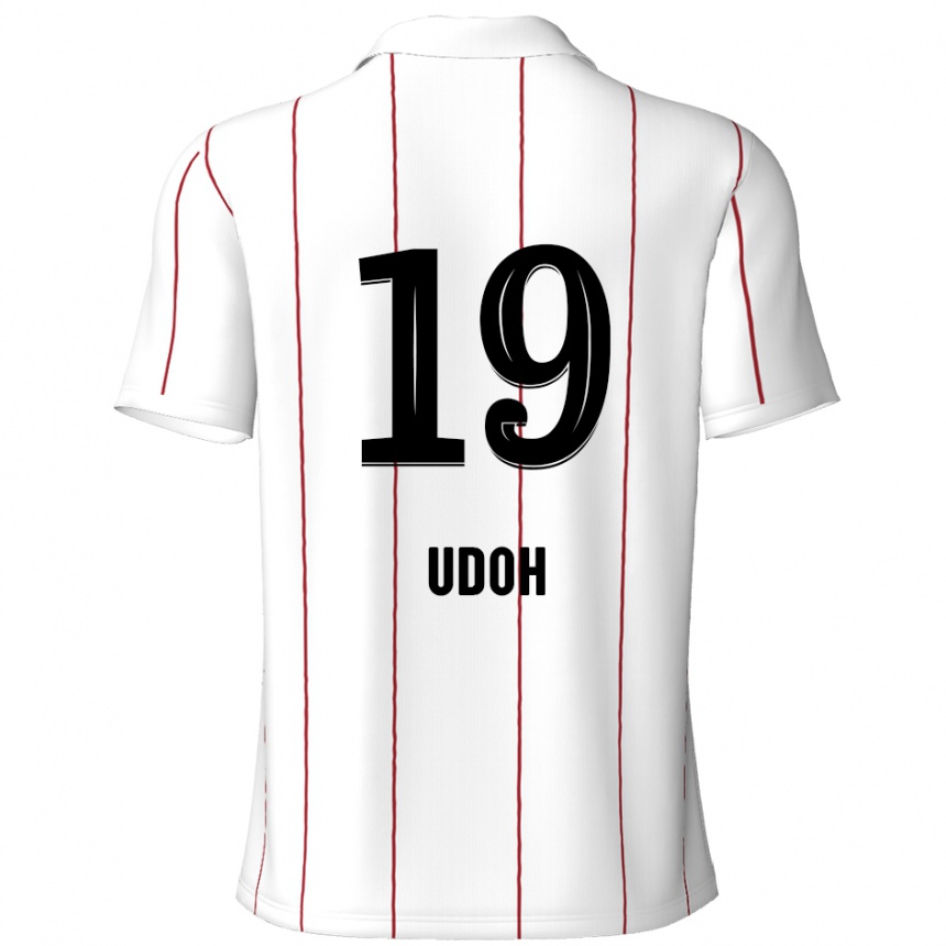 Kids Football Victor Udoh #19 White Black Away Jersey 2024/25 T-Shirt Uk